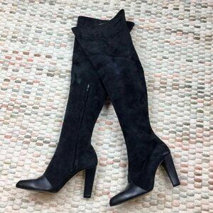 Escada Thigh-High Boots – Black Suede & Leather – Size 5.5B